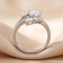1.39 CT Pear & Round Diamond Bypass Ring