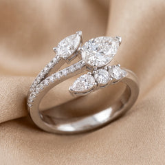 1.39 CT Pear & Round Diamond Bypass Ring