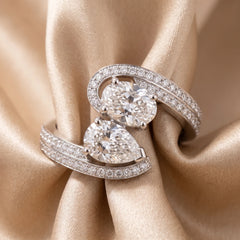 1.73 CT Pear, Oval & Round Diamond Bypass Ring