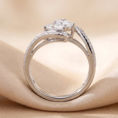 1.73 CT Pear, Oval & Round Diamond Bypass Ring