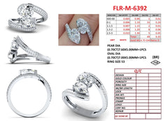 1.73 CT Pear, Oval & Round Diamond Bypass Ring