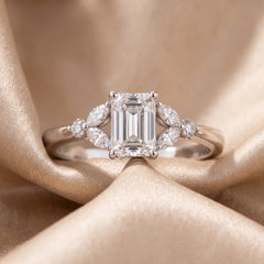 0.86 CT Emerald-cut & Marquise Diamond Ring