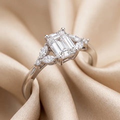 0.86 CT Emerald-cut & Marquise Diamond Ring