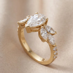 1.88 CT Pear Shape Diamond  Cluster Ring