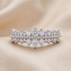 0.62 CT Diamond Double-Row Milgrain Crown Ring