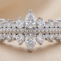 0.62 CT Diamond Double-Row Milgrain Crown Ring