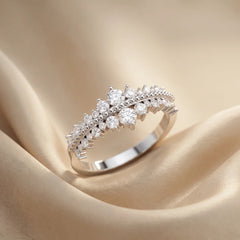 0.62 CT Diamond Double-Row Milgrain Crown Ring