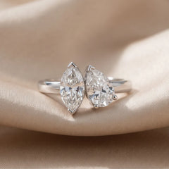 1.76 CT Pear & Marquise Diamond Toi et Moi Ring