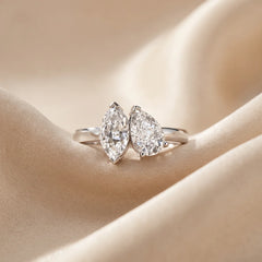1.76 CT Pear & Marquise Diamond Toi et Moi Ring