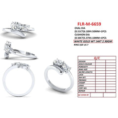 1.01 CT Cushion & Oval Diamond Toi et Moi Bypass Ring