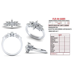 0.87 CT Marquise Diamond Cluster Crown Ring