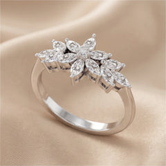 0.87 CT Marquise Diamond Cluster Crown Ring