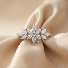 0.87 CT Marquise Diamond Cluster Crown Ring