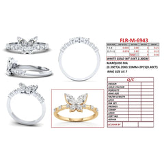 0.76 CT Marquise & Round Diamond Butterfly Ring