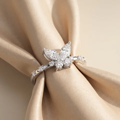 0.76 CT Marquise & Round Diamond Butterfly Ring