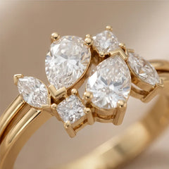 0.74 CT Multi-Shape Floral Ring
