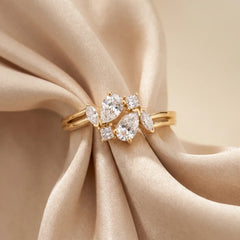 0.74 CT Multi-Shape Floral Ring