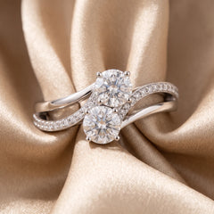 1.16 CT Round Diamond Toi et Moi Bypass Ring