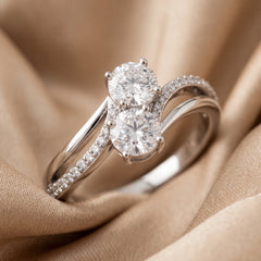 1.16 CT Round Diamond Toi et Moi Bypass Ring