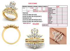 1.23 CT Marquise, Pear & Round Diamond Leaf Crown Ring