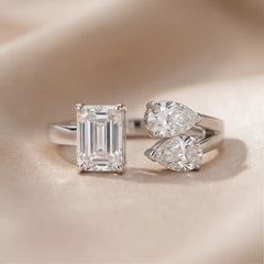 1.6 CT Emerald & Pear-Cut Ring