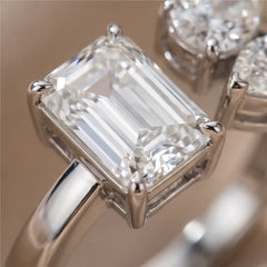 1.6 CT Emerald & Pear-Cut Ring