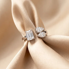 1.6 CT Emerald & Pear-Cut Ring