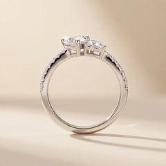 1.62 CT Heart & Round Diamond Toe et Moi Ring