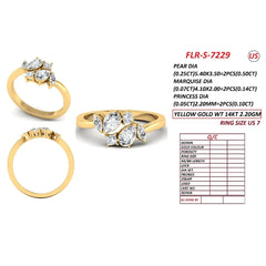 0.74 CT Pear, Marquise & Princess Diamond Cluster Ring
