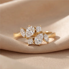 0.74 CT Pear, Marquise & Princess Diamond Cluster Ring
