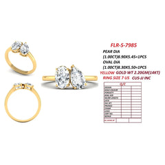 2 CT Oval & Pear Diamond Toi et Moi Ring