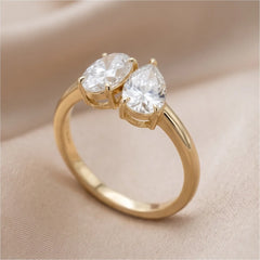 2 CT Oval & Pear Diamond Toi et Moi Ring