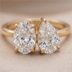 2 CT Oval & Pear Diamond Toi et Moi Ring