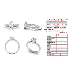 2.44 CT Oval Solitaire Side Diamond Ring