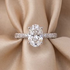 2.44 CT Oval Solitaire Side Diamond Ring