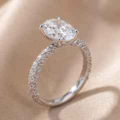 2.44 CT Oval Solitaire Side Diamond Ring