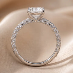 2.44 CT Oval Solitaire Side Diamond Ring