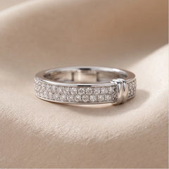 0.59 CT Round-Cut Pavé Cuff Ring