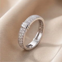 0.59 CT Round-Cut Pavé Cuff Ring