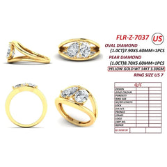 2.00 CT Pear & Oval Diamond Toi et Moi Ring