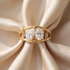 2.00 CT Pear & Oval Diamond Toi et Moi Ring