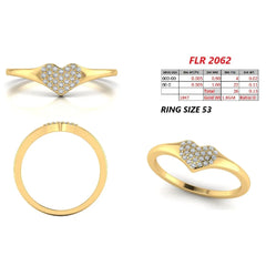 0.13 CT Round Diamond Pavé Heart Signet Ring