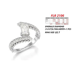 1.77 CT Emerald Diamond Bypass Ring