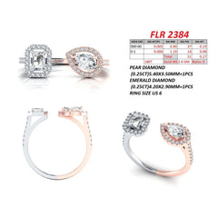 0.77 CT Emerald & Pear Halo Open Ring