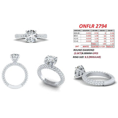 3.32 CT Round Solitaire Pavé Ring