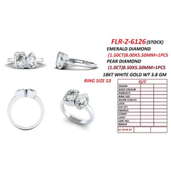 2.50 CT Emerald & Pear Diamond Toi et Moi Ring