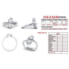 1.59 CT Round & Pear Diamond Bypass Toi et Moi Ring