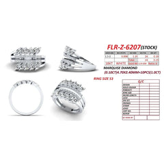 1.19 CT Round & Marquise Diamond Leaf Bypass Ring