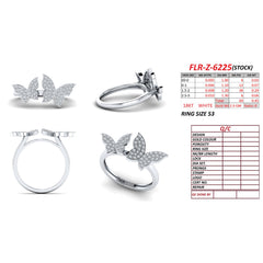 0.45 CT Round Diamond Triple Butterfly Ring