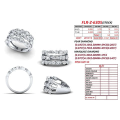 1.12 CT Multi Shape Diamond Three Row Bezel Ring